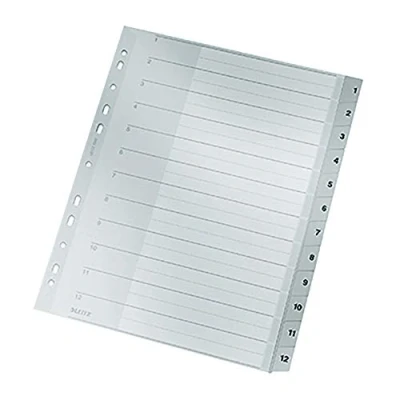 Immagine di Leitz 1282 Divisore DIN A4, Fuori misura 1 12 Polipropilene Grigio schede 12820000