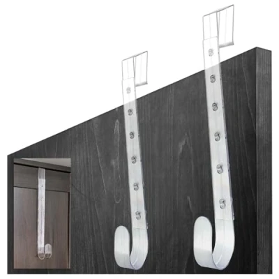 Immagine di com four® 2X Ganci per Porte in plastica Regolabili Multiuso Appendere ghirlande Decorative e Giacche Facile Installazione Senza Foratura d&#039;ingresso