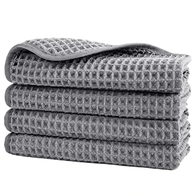 Immagine di Polyte asciugamano viso in microfibra anti pelucchi tessuto a nido d&#039;ape grigio 33 x cm set 4 pezzi