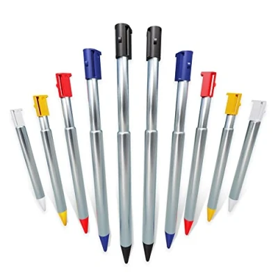 Immagine di subtel Set 10x pennini capacitivi telescopici, Regolabili in Lunghezza compatibili con Nintendo 3DS s’inseriscono Bene nel Foro per la Penna, Stylus Pen Touchscreen