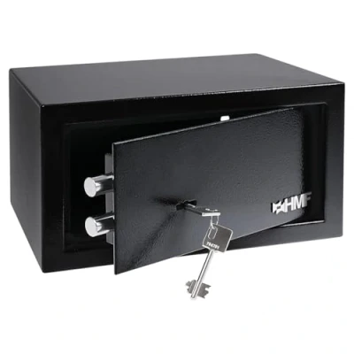 Immagine di HMF 49217 02 Safe, cassaforte con chiave, per mobili 31 x 17 25 cm Nero