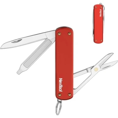 Immagine di Nextool Coltello Tascabile Multiuso,Coltello Pieghevole In Acciaio Inossidabile,Coltello Con Forbici,Mini Tascabile,Portachiavi (Rosso)