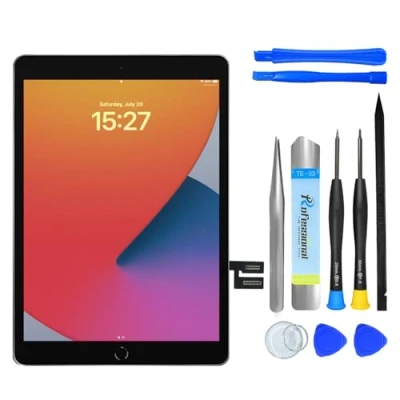 Immagine di NB+ Schermo di ricambio per iPad 7 7a / 8 8a generazione Touch Glass 10,2&quot;, A2197 A2198 A2200 A2270 A2428 A2429 A2430, nessun tasto Home, kit riparazione completo, con video