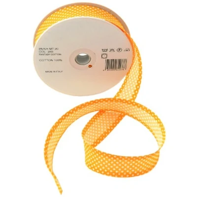 Immagine di Inastri Nastro sbieco di Cotone 25/5/ 5 mm, Calendula a Pois Bianchi 263