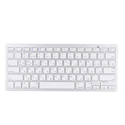 Immagine di Tastiera russa Bluetooth, 78 tasti Pulsante mobile ultrasottile wireless per mac, Android, Windows Bianco argento