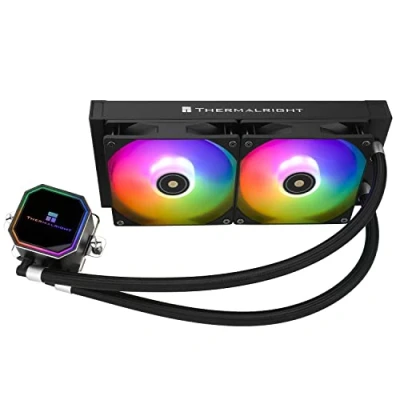 Immagine di Thermalright Frozen Prism 240 BLACK ARGB CPU, refrigeratore d&#039;acqua con due ventole PWM, velocità di rotazione 3300 RPM, cuscinetto S FDB, per AMD AM4/AM5, Intel LGA1150/1155/1200/1700/2066
