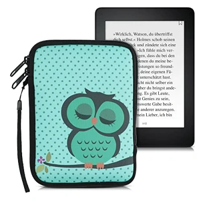 Immagine di kwmobile Custodia Universale per eReader Copertina in Neoprene turchese/marrone/menta con Chiusura a Zip Misura 17 x 12 2 cm Astuccio portatablet