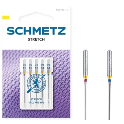 Immagine di SCHMETZ Aghi per macchine da cucire 5 tessuto stretch 130/705 H S Finezza dell&#039;ago 75/11 (3x) e 90/14 (2x) utilizzabile su tutte le comuni uso domestico