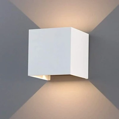 Immagine di K Bright 7W Lampada da Parete LED Con Angolo del Fascio Regolabile Bianco caldo 3000K Applique interno ed esterno IP65 Impermeabile Cubo Moderno (Bianco)