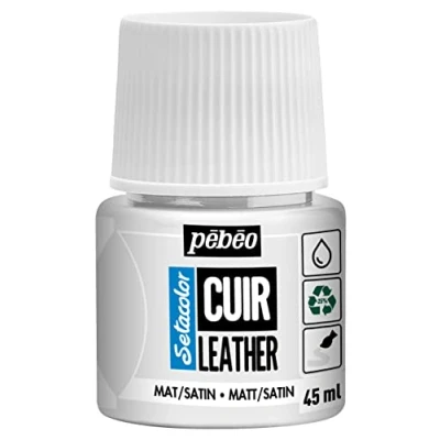 Immagine di Pébéo Setacolor pelle Vernice acrilica per e similpelle Personalizzazione di borse, scarpe, sneaker Resistente a graffi, pieghe abrasioni Finitura opaca/satinata Bianco puro 45 ml