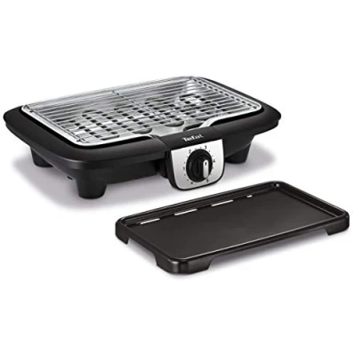 Immagine di Tefal Easy Grill 2 in 1 Barbecue elettrico da tavolo, piastra inclusa, potente 2100 W, fino a volte meno fumo YY3818FB, nero