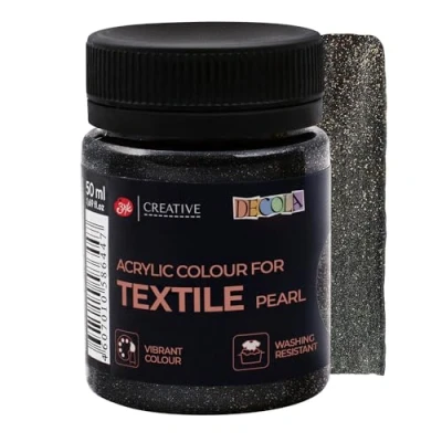Immagine di Decola Colori per Tessuti permanenti Glitter Colore Nero Vernice atossici e Resistenti ai lavaggi Pittura da Neva Palette