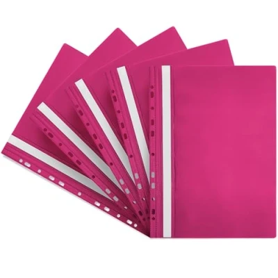 Immagine di Netuno 5 cartelle ad aghi rosa formato a4 con fori cartelline in polipropilene colorato portadocumenti plastica colorata copertina frontale trasparente report file pink