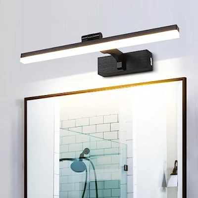 Immagine di LED Lampada da Parete Temperatura Colore Regolabile, 40cm 8W Applique Illuminazione per Pareti Bagno Nero Spazzolato Luci Esposizione con Testa Della Girevole Lettura Faretti Muro