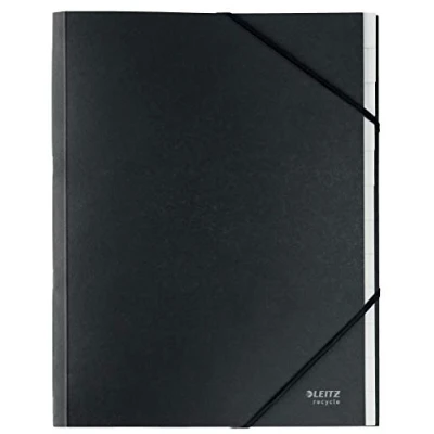 Immagine di Leitz Libro Monitore in Cartone, Formato A4, Indice con 12 Scomparti Integrato, Chiusura Fasce Elastiche Angolari, 100% Riciclabile, Ecologico, Gamma Recycle, Nero, 39150095