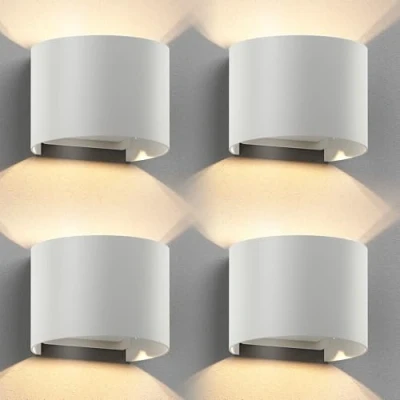 Immagine di ledscom.de 4 x RUNEL lampada da parete per esterni, IP65, up/downlight, bianco opaco, rotonda, 1x G9 max. 10W