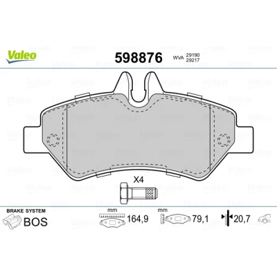 Immagine di VALEO 598876 kit pastiglie freno Assale posteriore con bulloni di sicurezza, lamierino anticigolío