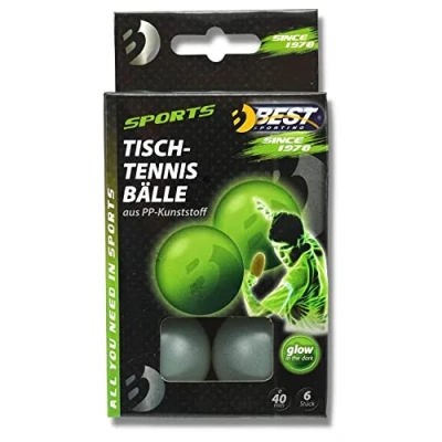Immagine di Best Sporting Palline divertenti da ping pong, 6 pezzi, fosforescenti fluorescenti in the Dark, 40 mm, colore: Verde