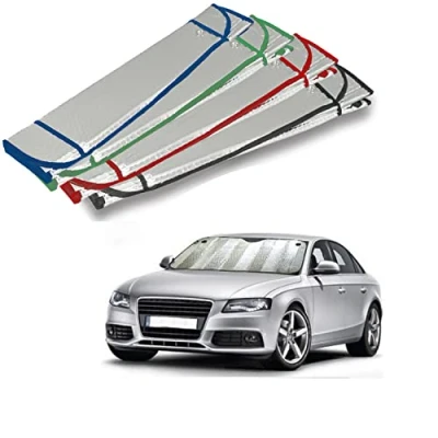 Immagine di Susy Shop® Parasole Auto Parabrezza, Per Interno Pieghevole Con Elastici e Ventose, Coprisole Contro i Raggi UV, (130x60)