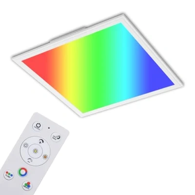 Immagine di Briloner Leuchten Pannello LED ultra piatto RGB CCT da soffitto, quadrato, 45 x cm, bianco, controllo temperatura colore (3.000 6.500 Kelvin), dimmerabile, 2.400 lumen