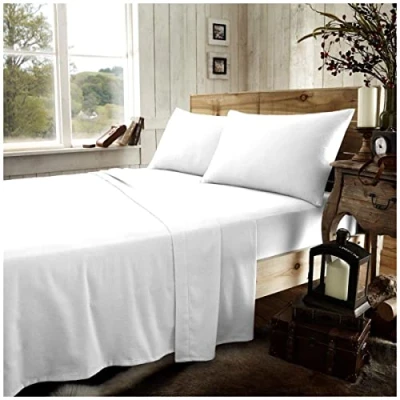 Immagine di GC GAVENO CAVAILIA lenzuolo con angoli elasticizzati per letto king size, 100% cotone spazzolato, facile da pulire, in flanella termica, colore bianco