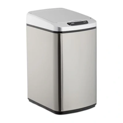 Immagine di Relaxdays Cestino dei Rifiuti con Sensore, Automatico 12 L, Cesto Rettangolare Coperchio &amp; Secchio Interno, argento