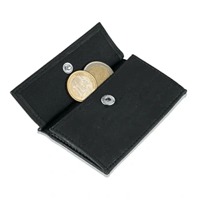 Immagine di porta monete a tasca per ZNAP Slim Wallet Può contenere fino 10 Include RFID Shield Blocker scomparto monete, spiccioli, Coin Case da assemblare (Sughero Nero)