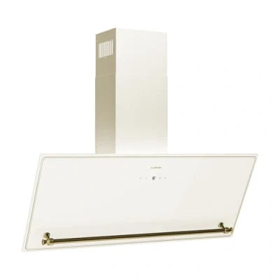 Immagine di Klarstein Victoria Cappa da Cucina Angolare, 90cm, 400m3/ora, Controllo Touch, Display LED, Efficienza Energetica A++, Silenziosa: 52dB, Crema &amp; Oro, Estrazione Ricircolo