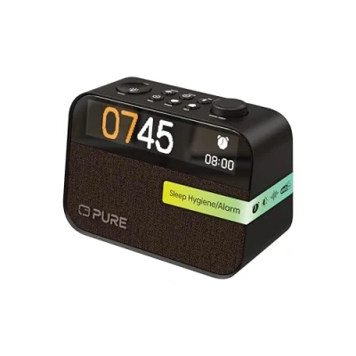 Immagine di Pure Moment Sveglia da Comodino e Ufficio (Radio Digitale DAB+/FM, Bluetooth, Macchina del Rumore Bianco, Aiuto per il Sonno, Luce Sveglia, Notturna, Display Dimmerabile) Nero