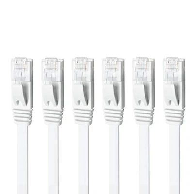 Immagine di Yauhody Cavo Ethernet Cat 6 1.5M 6pezzi, RJ45 di Rete Piatto 1000 Mbps Alta Velocità Lan Gigabit Internet per Modem, Switch, Router, TV, PC (Bianco)