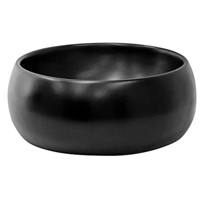 Immagine di ML Design Lavabo da Appoggio in Ceramica Nero Opaco 40 x 15,5 cm Lavandino Rotondo Moderno Lavamano con Foro di Scarico Sanitari Lavello Elegante per Bagno Toilette WC