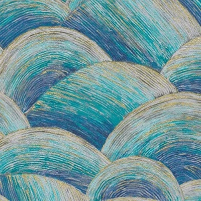 Immagine di Livingwalls Travel Styles Carta da parati in tessuto non tessuto, con effetto squame blu e turchese, per diversi ambienti, 10,05 m x 0,53