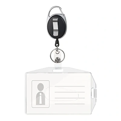 Immagine di Vicloon Porta Badge, Retrattile Bobina Clip ID Badge Portabiglietti con Portachiavi Estensibile Bedge 2 Appendi la Scelta per Affari, Esposizione e Ufficio, 1 Pezzi