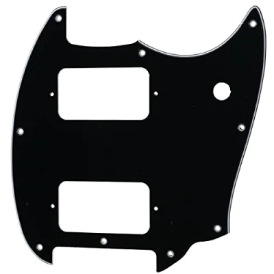 Immagine di Musiclily Pro 9 Fori Round Corner HH Battipenna 2 Pick up Humbucker Pickguard per Chitarra Elettrica Squier Bullet Series Mustang, 3 Strati Nero
