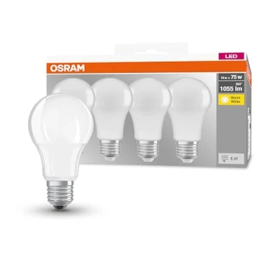 Immagine di Osram, Lampadine LED Goccia, 10W Equivalenti 75W, Attacco E27, Luce Calda 2700K, Confezione da 4