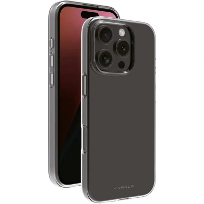 Immagine di Vivanco SUPER SLIM Backcover per cellulare Apple iPhone 16 Pro Trasparente Carica induttiva, Anti sabbia, Resistente agli spruzzi dacqua, polvere
