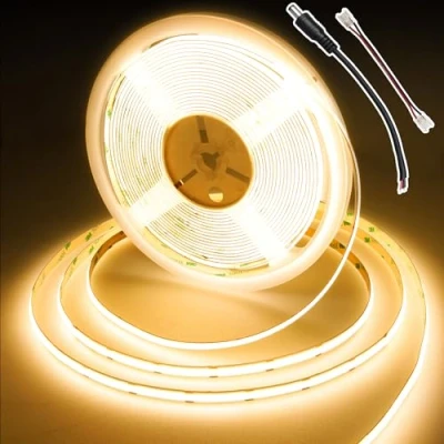 Immagine di BERIXDEEP Striscia LED COB 10 Metri, Bianco Caldo con 384LEDs/m, Larghezza 8mm, CRI 90+, Dimmerabile DC24V per Camera da Letto, Cucina, Specchio (senza alimentazione), 2700K