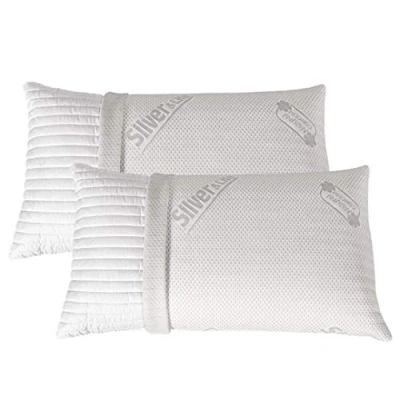 Immagine di EVERGREENWEB Coppia Cuscini Memory Foam con Fodera Silver 40x70 Alti 15cm 2 Guanciali Letto per Dolori Cervicali Tessuto Sfoderabile Imbottitura 100% Fiocco Anallergico Ideali Tutti Materassi