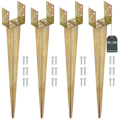 Immagine di KOTARBAU® Set di 4 manicotti a U, 0 125 mm, larghezza regolabile per colla, in acciaio zincato, pali legno, ancoraggio terra