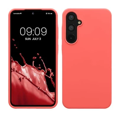 Immagine di kwmobile Cover per Samsung Galaxy A55 5G Custodia Back Case Smartphone in Silicone TPU Protezione Gommata corallo fluorescente