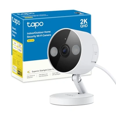 Immagine di Tapo C120 Telecamera Wi Fi Esterno &amp; Interno, Videocamera Sorveglianza 2K 4MP, Sicurezza Domestica AI, Visione Notturna, Installazione semplice, Base Magnetica, IP66 Resistente Alle Intemperie, Alexa