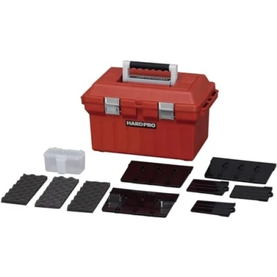 Immagine di Iris Ohyama, organizer, custodia, baule, cestino, cassetta degli attrezzi, fai da te, chiusura a vite, senza BPA, HP 46, rosso, impilabile, clip di L28 x P46 A27 cm
