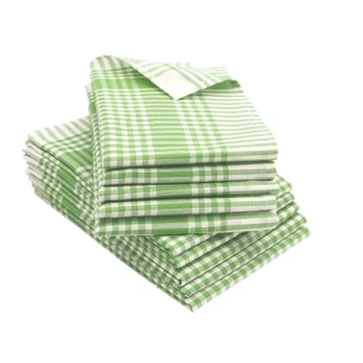 Immagine di ZOLLNER 10 strofinacci in cotone 50x70 cm assorbenti e robusti canovacci lavabili a 60C quadretti verdi bianchi qualità gastronomica certificati OEKO TEX (R)