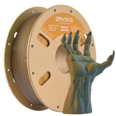 Immagine di ERYONE Matte Dual Color Coextrusion Filament PLA 1.75 mm +/ 0.03 mm, Bicolor for 3D Printers,1kg (2.2lbs)/Spool, Dusty Blue &amp; Mustard Yellow