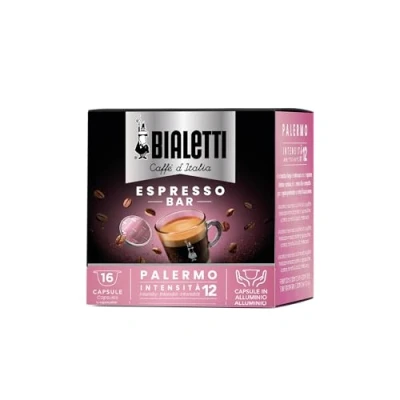 Immagine di Bialetti Caffè d&#039;Italia, Box 16 Capsule, Palermo, Intensità 12, Compatibili con Macchine sistema chiuso, 100% Alluminio