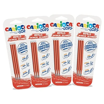 Immagine di CARIOCA Set Refill Oops Confezione Ricambi per Penne Cancellabili Rosse, Ricarica Oops, 12 Pezzi