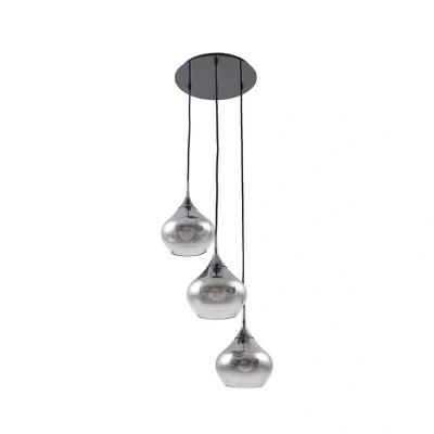 Immagine di Lampada a sospensione Lucande Jarven, 3 luci, nero, vetro