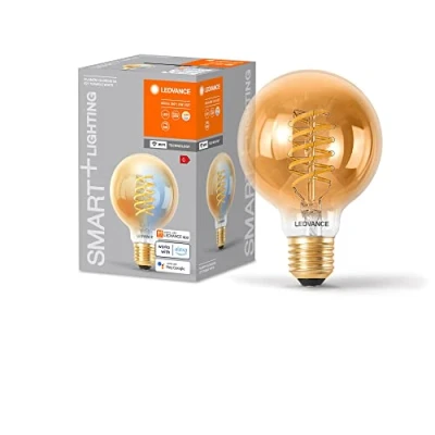 Immagine di LEDVANCE Lampada LED SMART+ WIFI, vetro dorato, 8W, 650lm, forma Globo con diametro 80mm e attacco E27, luce bianca regolabile (2200 5000K), dimmerabile, app o controllo vocale, lunga durata