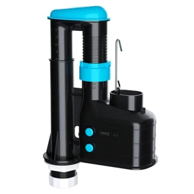 Immagine di SPARES2GO Sifone WC a doppio scarico, altezza regolabile da 19,1 cm 24,1 cm, leva interna di troppopieno