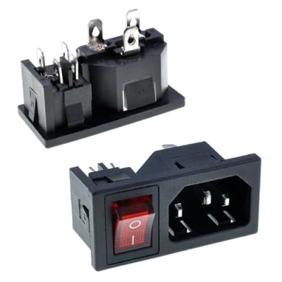 Immagine di Oiyagai 5 Pz IEC320 C14 Modulo di Ingresso Connettore Maschio Presa Alimentazione con Interruttore AC 10A 250 V (Rosso)
